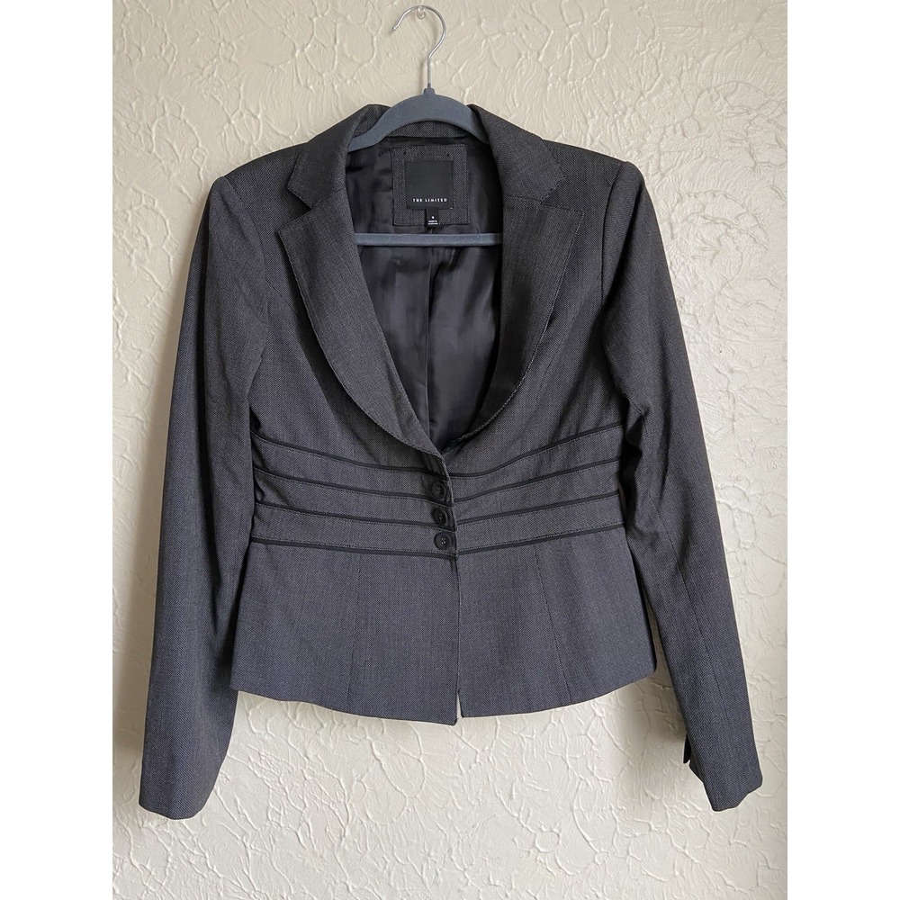 2008  Y2K The Limited Women's Sz 6 black Blazer snap button Front Office Career